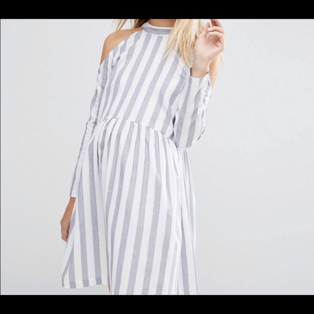 ASOS Cold Shoulder Striped Dress Size 4